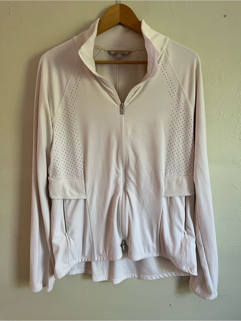 Athleta Pale Pink Perforated Zip-Front Athletic Jacket